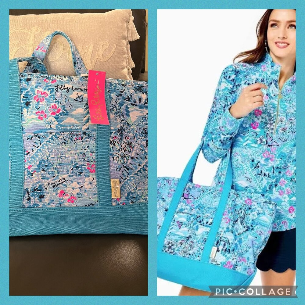 Lilly Pulitzer Mercato Tote Blue Peri Lilly Loves North Carolina